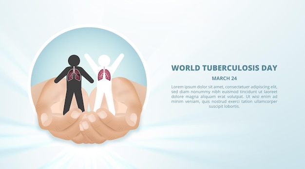 World tuberculosis day with hands holding human cutting paper