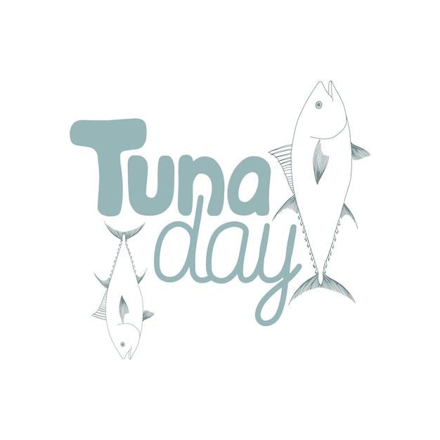 World Tuna Day illustration. May 2. Hand drawn Tuna illustration. Greeting card.