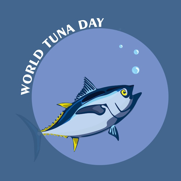 World tuna day vector stylized clipart illustration