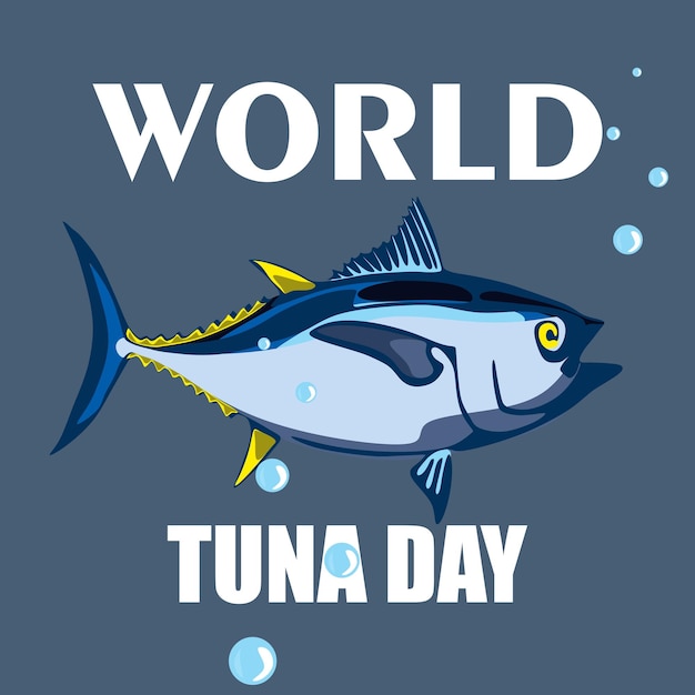 World tuna day vector stylized clipart illustration