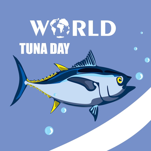 Всемирный день тунца векторный стилизованный клипарт Иллюстрация