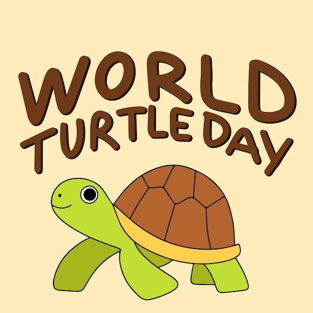 Vector world turtle day text banner hand drawn vector art