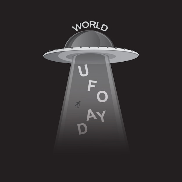 World ufo day in black and white style