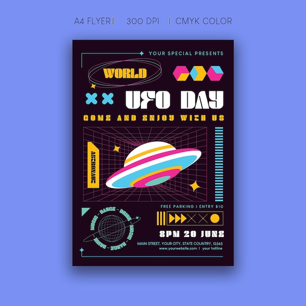 Vector world ufo day flyer