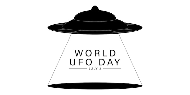 World UFO Day. July 2. Flying saucer in space. Aliens visits