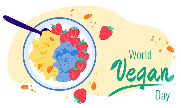 World vegan day colorful illustration