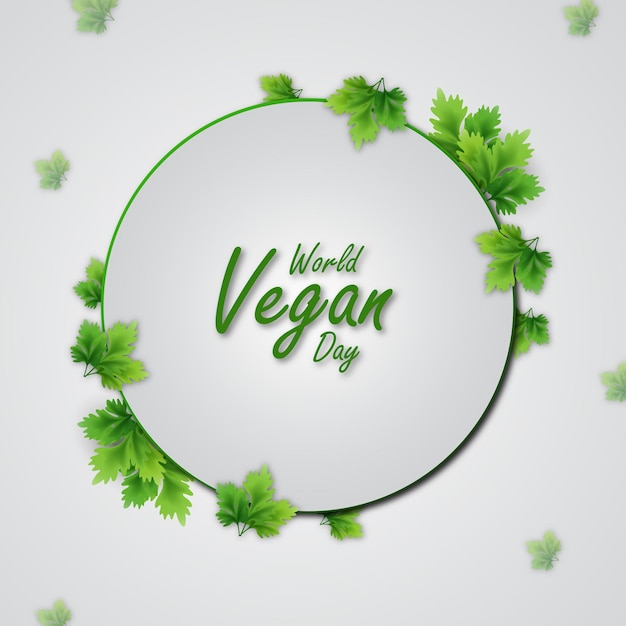 Vector world vegan day text and veggies for cards or stickers