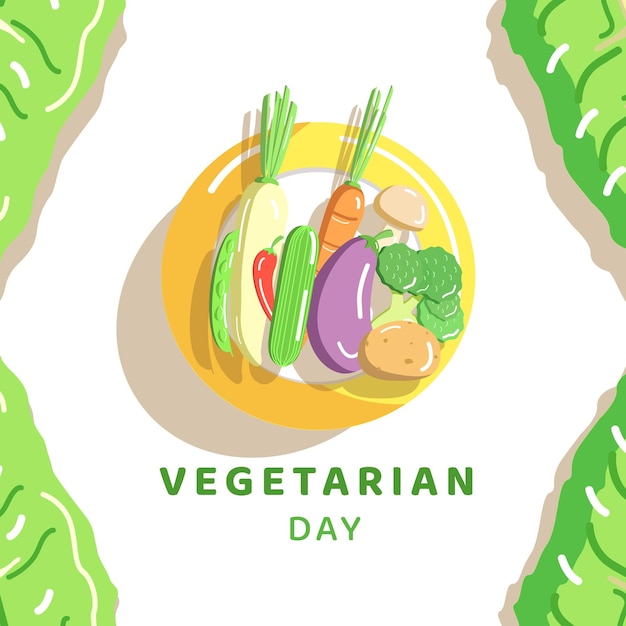 Vettore banner di illustrazione giornata vegetariana mondiale