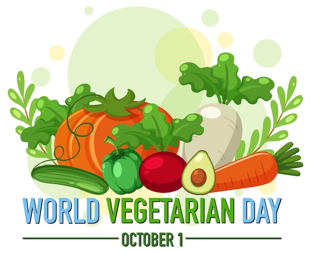 Logo della giornata mondiale del vegetariano con frutta e verdura