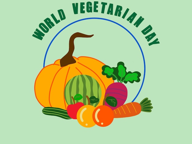 Vettore giornata vegetariana mondiale 1 ottobre frutta e verdura