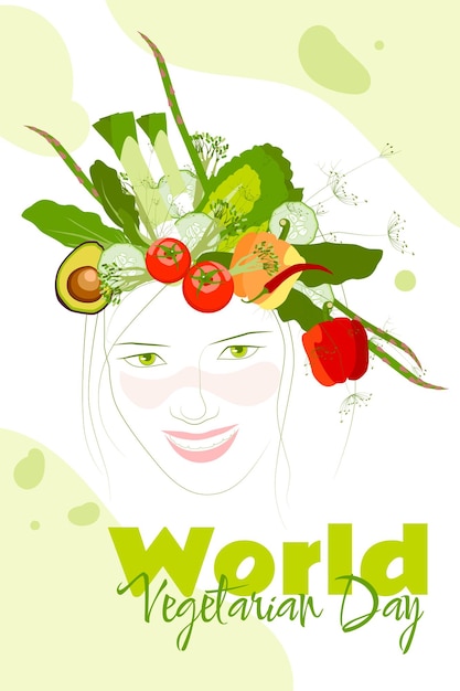 Poster della giornata mondiale dei vegetariani flora in una corona di verdure vector