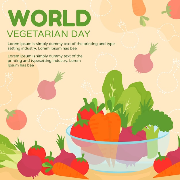 벡터 세계 채식주의의 날 포스터 템플릿 디자인