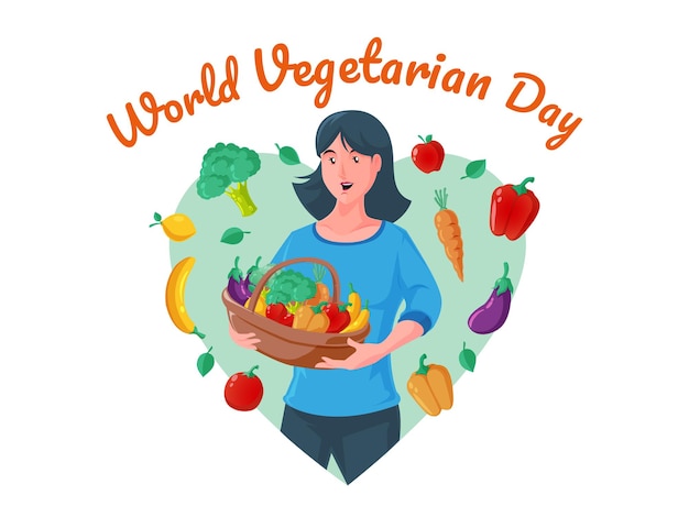 World vegetarian day with healthy women