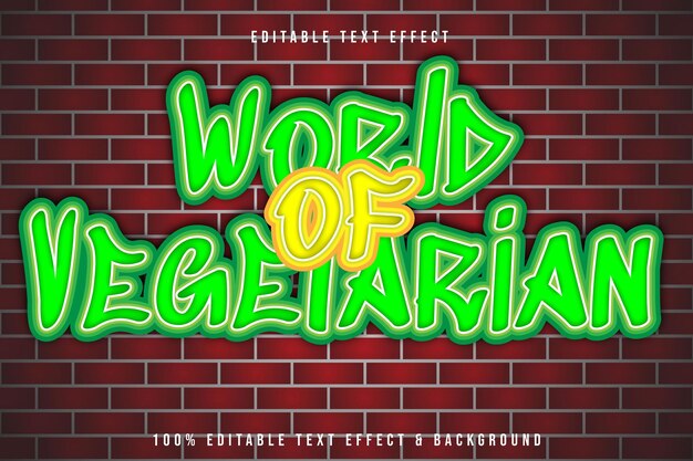 World of Vegetarian Editable Text Effect Emboss Cartoon Style