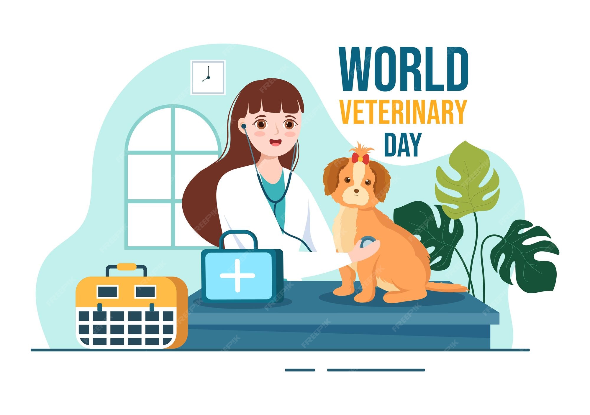 Premium Vector | World veterinary day on april 29 illustration with