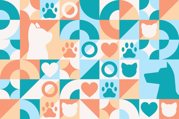 World veterinary day seamless geometric pattern template for background banner card poster vector eps10 illustration