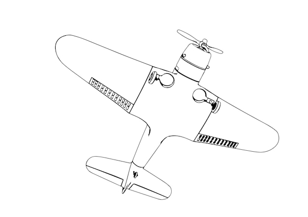 World War II military aircraft vector sketch