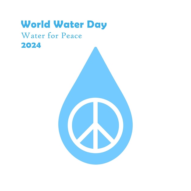 Vettore giornata mondiale dell'acqua 2024: l'acqua per la pace tema icona vettoriale blu