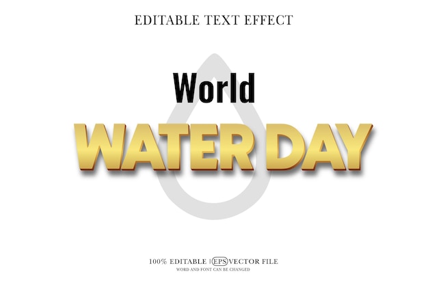 World water day 3d Text Effect Editable 3D Style eps vector