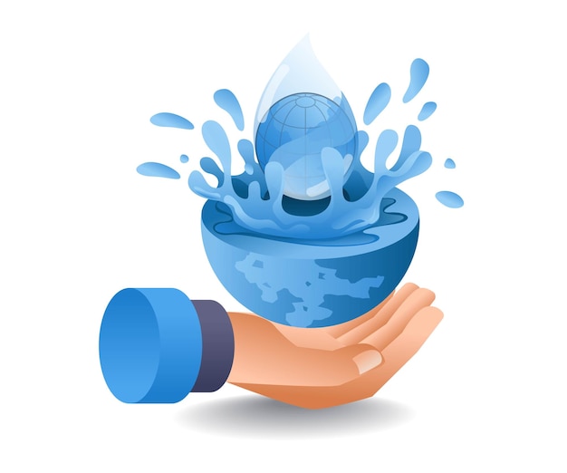 Vector world water day concept flat isometric 3d illustration