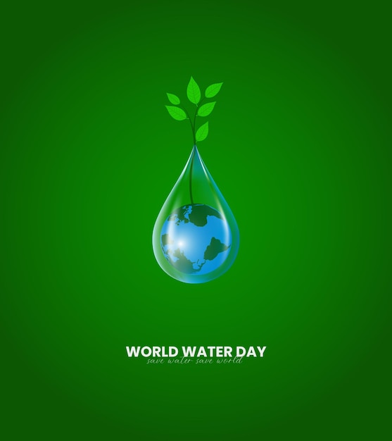 World Water Day Concept Water drop with plant tree growing water day creative concept save world