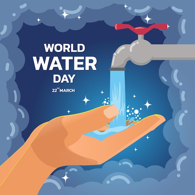 世界水の日は、水を節約するための世界水の日の看板カードの背景で構成されています