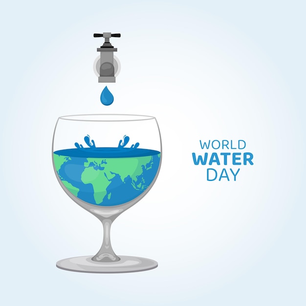 World water day cute clipart cartoon illustration vector