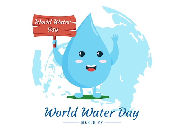 World Water Day Illustration with Waterdrop from Earth in Hand Drawn Landing Page Templates