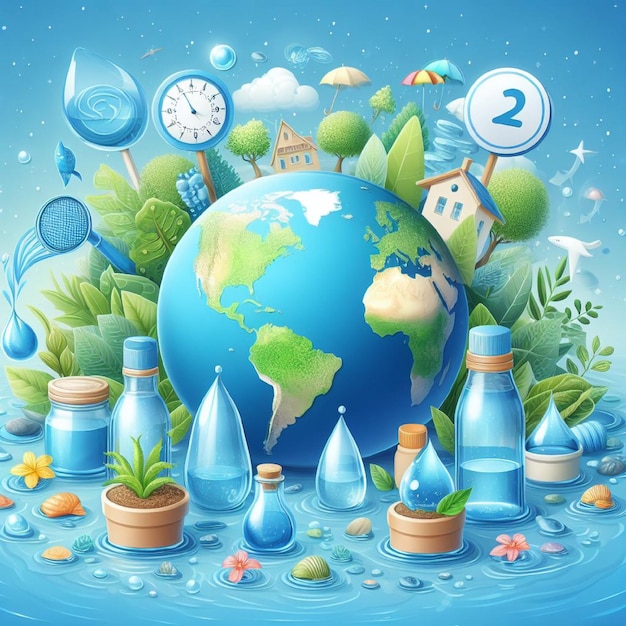 Vector world water day image background