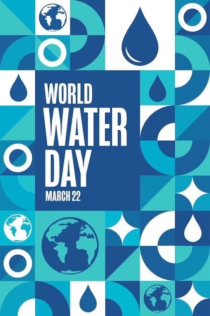 World Water Day March 22 Holiday concept Template for background banner card poster with text inscription Vector EPS10 illustration