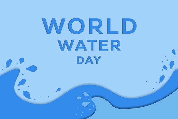 Vector world water day paper cut style background illustration