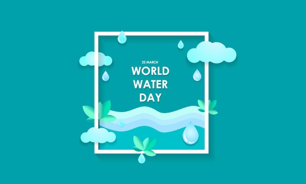 世界水の日ペーパー カット スタイルのベクトル図