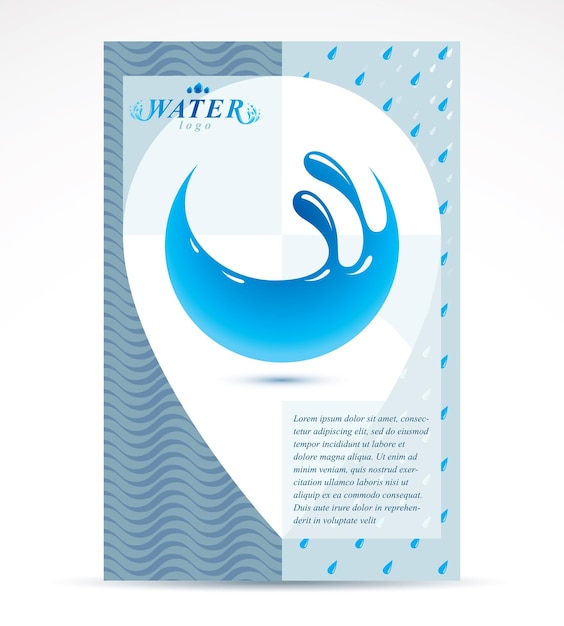 Vettore poster di presentazione della giornata mondiale dell'acqua da utilizzare nella pubblicità dell'acqua minerale, marzo 22. salva l'idea dell'acqua, terra blu con le onde del mare e dell'oceano.