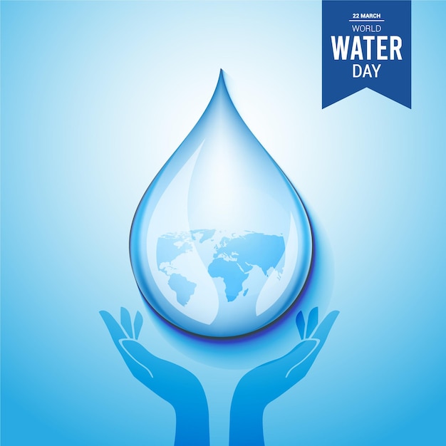 Vector world water day. save water.