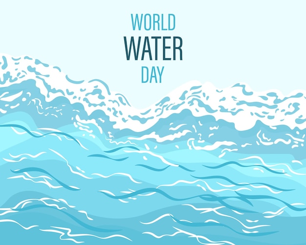 Vector world water day, sea waves, water texture. ecological concept. banner, poster, background, vector