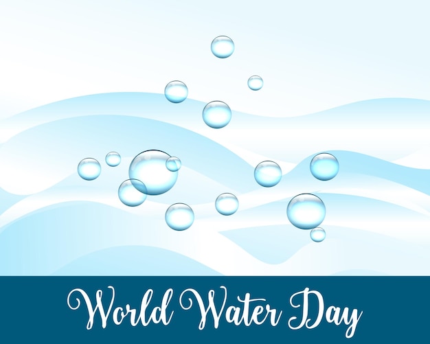 World Water Day, sea waves with water bubbles, water texture. Ecological concept. Banner, poster