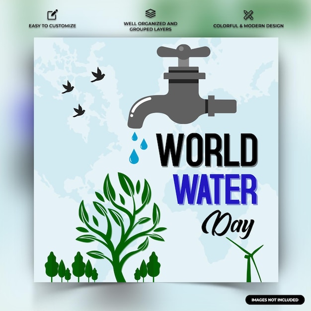 world water day social media instagram posts template