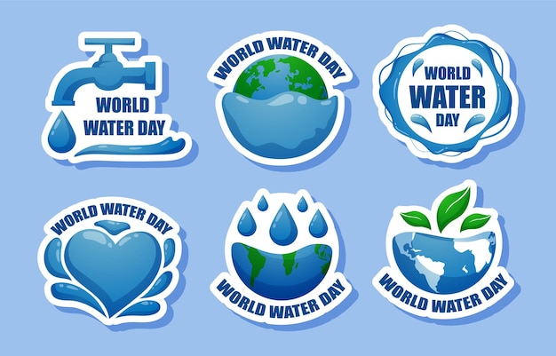 Vector world water day sticker set