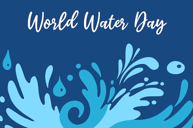 Vector world water day vector illustration flat design splashes and drops composition banner 22 march