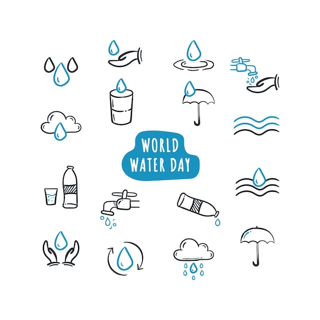 World water day vector line icon doodle. Save the water hand drawing illustration scribble