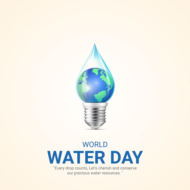 세계 물의 날 물의 날 창의적인 광고 디자인 3월 22일 소셜 미디어 포스터  ⁇ 터 3D 일러스트레이션