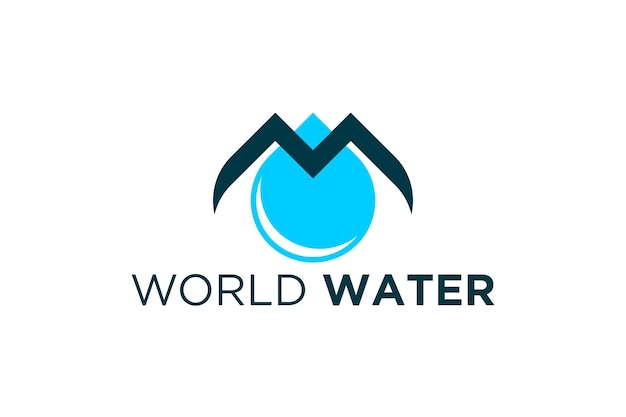 World water logo design goccia d'acqua gocciolamento icona simbolo iniziale m lettera