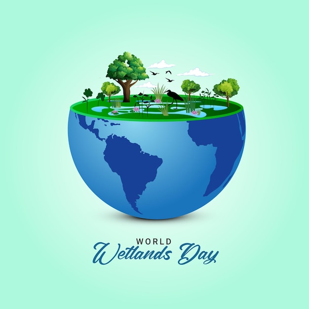 World Wetlands Day Editable Vector Design To celebrate World Wetlands Day raise global awareness