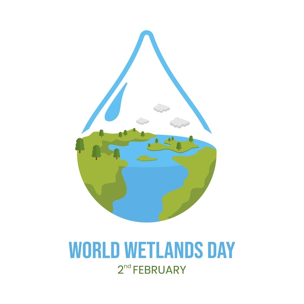 벡터 세계 습지 날 (world wetlands day) - 2월 2일 - 개념 터 이미지