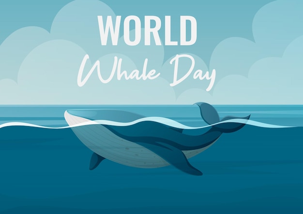 World whale day protection of marine mammals inhabitants of the oceans seascape vector