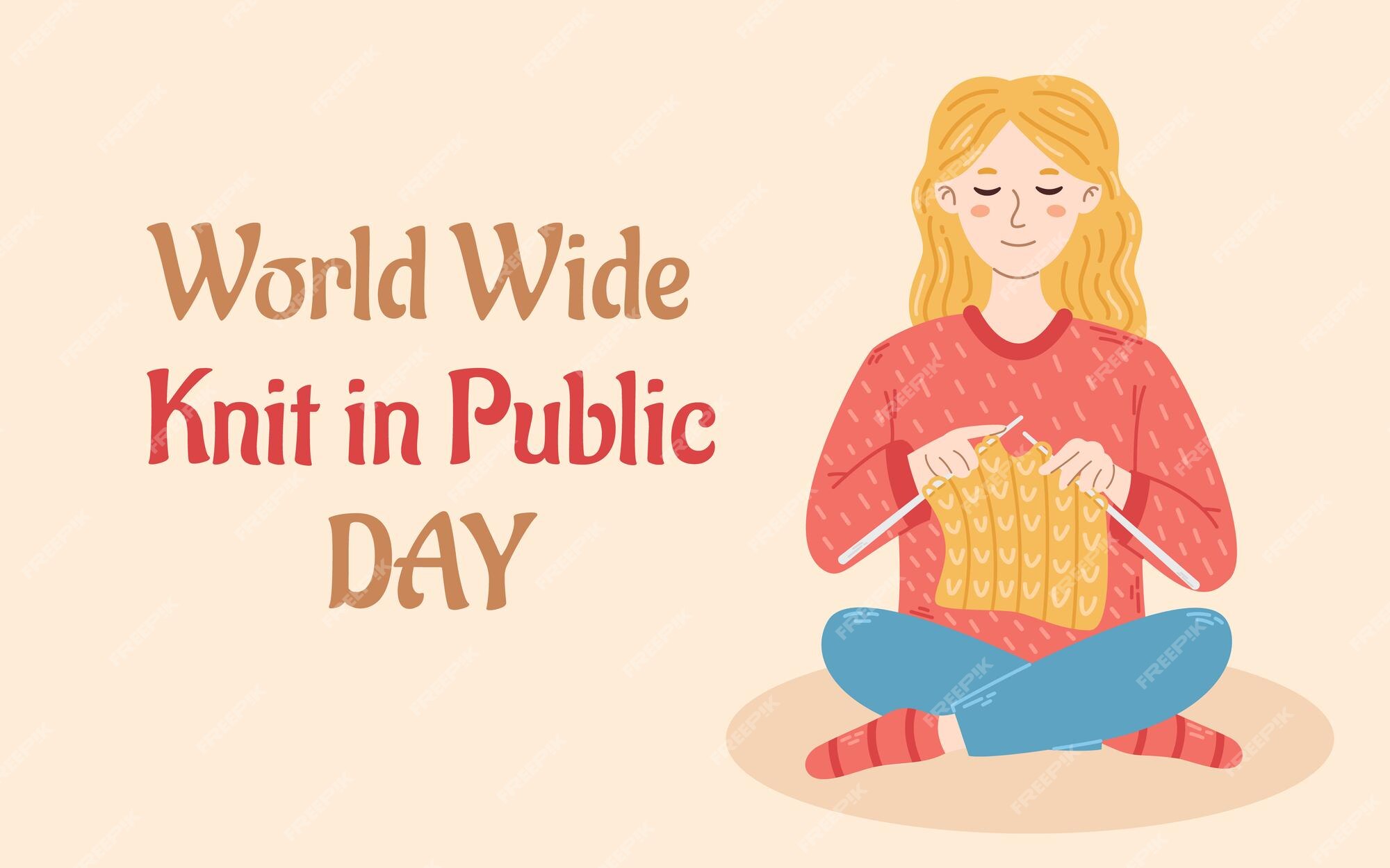 Premium Vector World wide knit in public day banner handmade concept