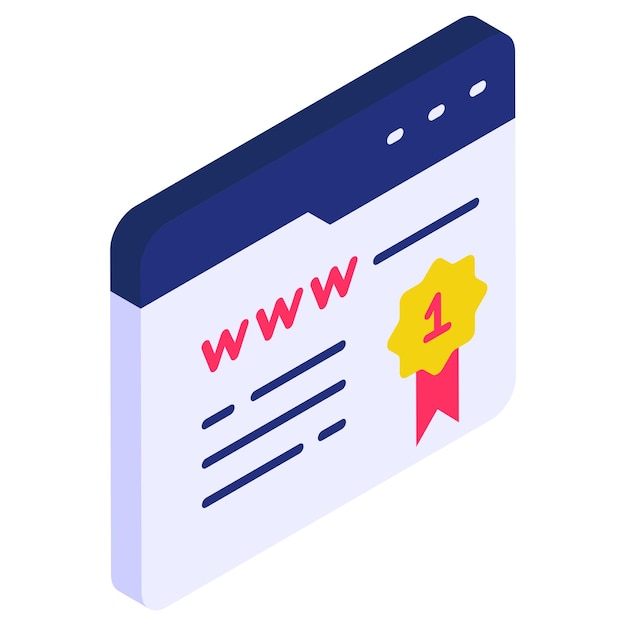 Concetto di certificato di realizzazione del world wide web siti web vincitori premi web design isometrico vettoriale