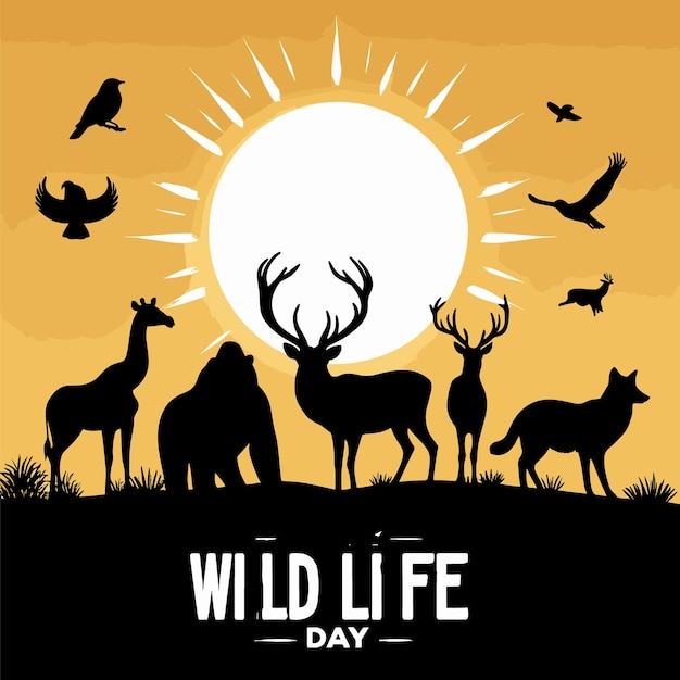 Vector world wild life day vector illustration with wild animals generated ai