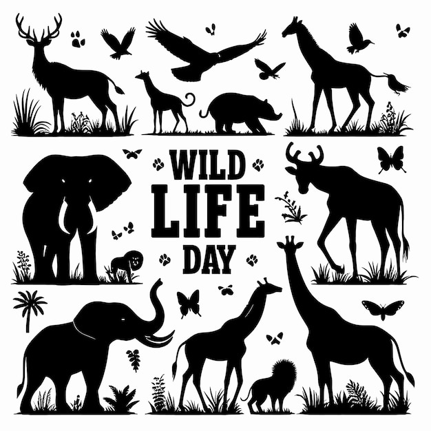 Vector world wild life day vector illustration with wild animals generated ai