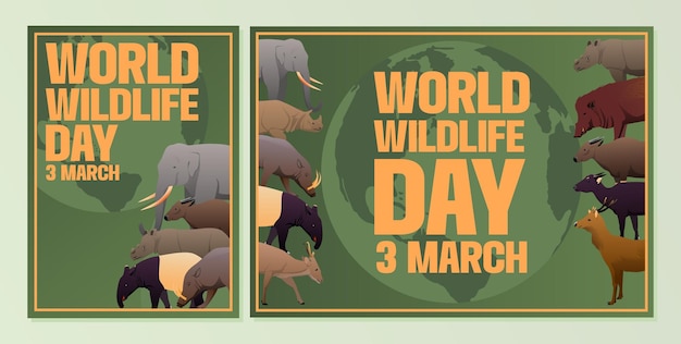 World wildlife conservation day banner en kaart ontwerp